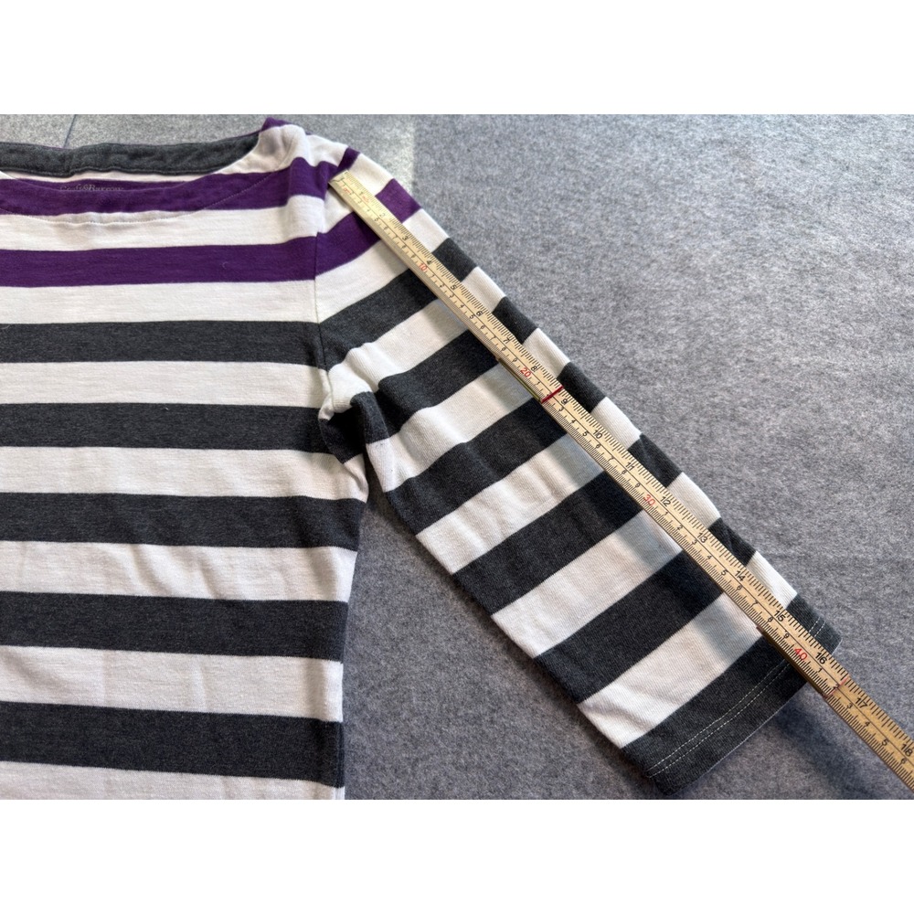 Croft & Barrow Striped Boat Neck Top Womens Small Grey White Purple 3/4 Sleeve‎ - Picture 3 of 11